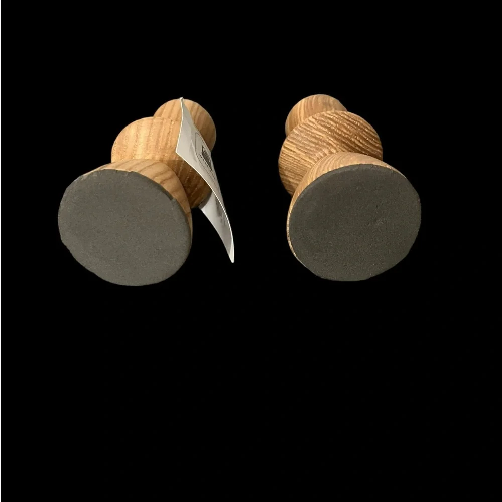 NWT West Elm Wood Taper Candle Stick Holder #2352 ~ Set of 2